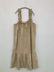 LAKOLE ラコレ ワンピース M ベージュ 無地 フリル リボン 袖なし ひざ丈 フレア レディースのサムネイル