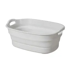イセトウ(Isetou) ペットバス ソフトタブワイド 【色】ホワイトグレー 23L 幅60.0×奥行40.0×高さ10.0~24.6cm 日本製 折りたたみ 水抜き栓付き 洗濯かご アウトドア 大容量 中型犬 コンパクト収納 ペット用 バスタブ ベビー 水遊のサムネイル