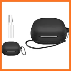 【新品】 For Anker Soundcore Liberty Buds 用 ケース カバー 【MARR】 カラビナ付き+クリーニングペン 耐衝撃 防塵 装着充電可能 全面保護 キズ防止 Anker Soundcore Liberty Buds 対応 （ブラ