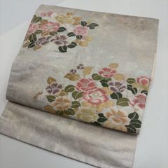 名古屋帯 型染め 鳥に花 可愛い染め 九寸 正絹 着物 MA-7106 - メルカリ