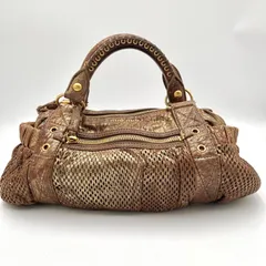 Auth Miu Miu Y2K Perforated Leather Bronze Hand Bagのサムネイル