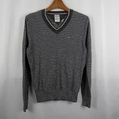 トミーヒルフィガー デニム ストライプ Vネック ニット L