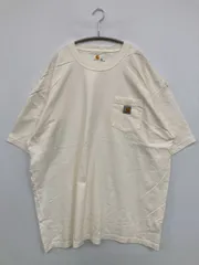 Carhartt カーハート Tシャツ/カットソー 2XL ホワイト 無地 ワンポイント ブランドロゴ ミドル丈 半袖 クルーネック(丸首) メンズ