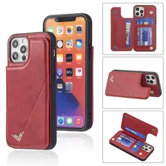 【新品】 【Anrek】互換性 APPLE iPhone 13 PRO MAX 6.7 inch (6.7インチ) 用 新型 背面 カードケース (レッド) アップル アイフォン13プロ マックス スマホケース カード収納 横置き機能 携帯カバー iphone