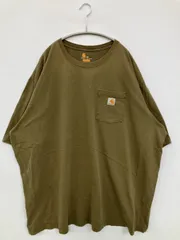 Carhartt カーハート Tシャツ/カットソー 3XL カーキ 無地 ワンポイント ブランドロゴ ミドル丈 半袖 クルーネック(丸首) メンズ