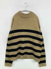 MACOBER ニット/セーター ベージュ ニット ボーダー柄 ミドル丈 長袖 クルーネック(丸首) タートルネック/ハイネック メンズのサムネイル