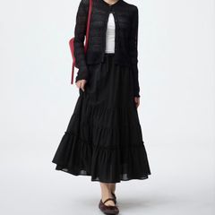 GU ティアードフレアスカート ブラック M 222-356361