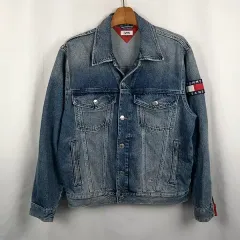 Tommy Hilfiger トミーヒルフィガー デニム ロゴワッペン トラッカー デニムジャケット M