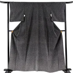 【美品】 付下げ 身丈161cm 裄丈64cm M 袷 幾何学模様 黒 正絹 秀品 【中古】のサムネイル