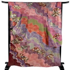 美品】 袋帯 名品 辻が花 格子 箔 紫 お太鼓柄 正絹 【中古】 - メルカリ