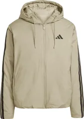 アディダス adidas エッセンシャルズ クライマウォーム スリーストライプス インサレーション フードジャケット アウター 上着 撥水 保温 耐久性 練習 トレーニング 移動 部活動  KLK10 JM4041 シルバーペブル