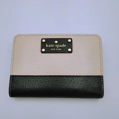 kate spade ケイトスペード 二つ折り財布 バイカラー ベージュ×ブラック コンパクト財布 レディース【TE23】