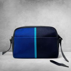 Paul Smith カラーブロック ショルダーバッグ ナイロン レザー 紺色 