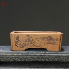 盆栽鉢　中国鉢　時代鉢　植木鉢　観葉植物　山野草　広東　瑠璃　長方　隅切 盆栽鉢 中国鉢 時代鉢 植木鉢 観葉植物 山野草 広東 瑠璃 長方 隅切