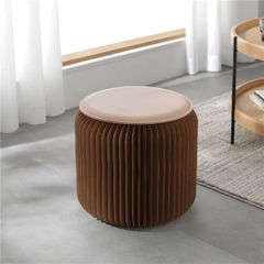 ペーパースツールブラウン2点セットクッション付き折りたたみスツール