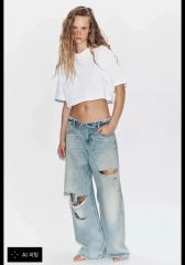 完売品⭐︎ZARA TRF ミッドライズ折り返しウエストデニムパンツ 36