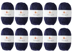 新品 原ウール knitworm 毛糸 10玉セット メランジM 並太 30g(60m) ウール60％、アクリル40％ (5.ネイビー)