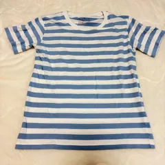無印良品 キッズ 150 ボーダーTシャツ 半袖 綿100 青白 コットン 良品計画のサムネイル