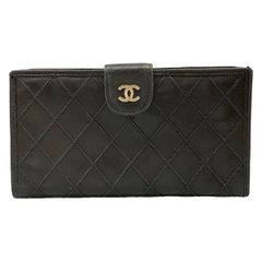 CHANEL マトラッセココマークキルティングビコローレがま口長財布