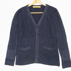 ◇OLD JOE＆Co シルク(絹)混紡 ニットカーディガン ジャケット ネイビー  ケーブル編み込み オールドジョーアンドコー  メンズのサムネイル