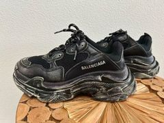 バレンシアガ トリプル S スニーカー メンズ 39 レザー 黒 サイズ26cm