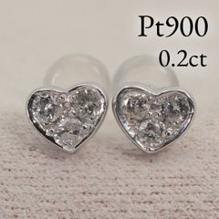 Pt900 ハート プラチナ ダイヤ 0.2ct パヴェ ピアス/26-0365 - メルカリ