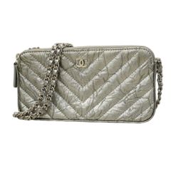 CHANEL シェブロン チェーンウォレット シルバー シャネル(Chanel) シャネル 財布・ショルダーウォレット Vステッチ