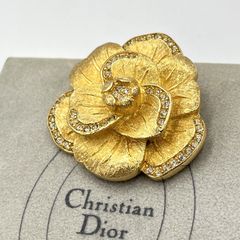 ［美品］ディオール　フラワー　ラインストーン　ブローチ　ヴィンテージ Christian Dior（クリスチャンディオール）ヴィンテージ フラワー