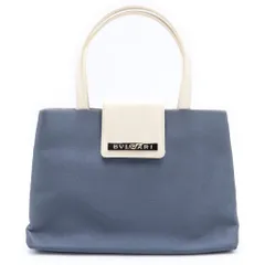 BVLGARI (ブルガリ) ミニハンドバッグ グレー×ホワイト サテン×レザー シルバー金具のサムネイル