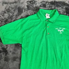 【USED】USA古着 GILDAN ポロシャツ グリーン M US古着 刺繍ロゴ UNITED YOUTH CAMPS STAFF 半袖 鹿の子 アメカジ 企業系 スタッフシャツ ワーク系 カジュアル メンズ 緑 古着 ストリート DryBlend コットン