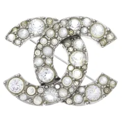 CHANEL (シャネル) ココマーク ラインストーン ブローチ ピンバッジ シルバーのサムネイル