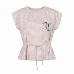 Ce29 《未使用品》 定価60万 CHANEL シャネル 24C ココマーク スパンコール ボーダーシャツ 24C Coco Rose Blanc Blouse Top P76405 42 ピンク タグ付t18rのサムネイル