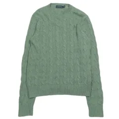 POLO RALPH LAUREN ポロ・ラルフローレン ケーブルニット セーター 長袖 ラウンドネック カットソー コットン SP グリーン メンズ 古着 中古 USED