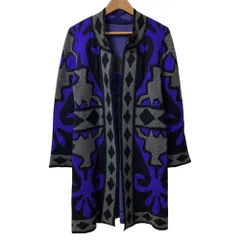 良品 Lucien Pellat-Finet ルシアンペラフィネ カシミヤ100％ 総柄 ロングニットカーディガン サイズM グレー パープル ブラック レディース 古着 中古 USEDのサムネイル