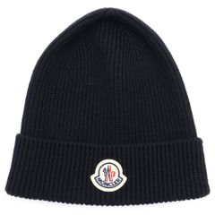 MONCLER ニット帽 ビーニー ブラック - メルカリ