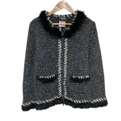 美品 CHANEL シャネル ツイードニット ジップアップジャケット P39892 サイズ36 ブラック レディース 古着 中古 USEDのサムネイル