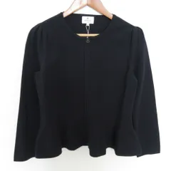 未使用 LANVIN en Bleu ランバンオンブルー ジップアップ ノーカラージャケット カーディガン サイズ38 ネイビー  レディース 古着 中古 USEDのサムネイル
