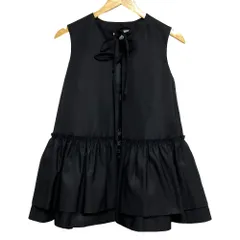 美品 23AW M-PREMIER エムプルミエ  グログランオープンリボンペプラムジレ サイズ34 ブラック レディース 古着 中古 USEDのサムネイル