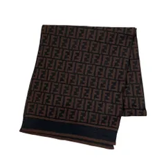美品 FENDI フェンディ ヴィンテージ ズッカ柄 ニットマフラー ブラウン×ブラック メンズ 古着 中古 USEDのサムネイル