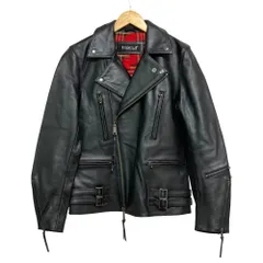 良品 Haruf ハルフ 裏地チェック ダブル ライダースジャケット サイズM ブラック メンズ 古着 中古 USEDのサムネイル