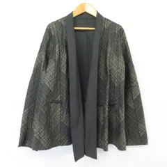 美品 JURGEN LEHL ヨーガンレール チェック ショールカラー ジャケット ショートガウン ブラック グレー レディース 古着 中古 USEDのサムネイル