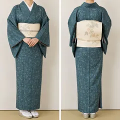 #K124 大島紬 幾何学模様 正絹 和装 和服 着物