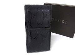美品✨GUCCI マネークリップ GGシマレザー ブラック シルバー