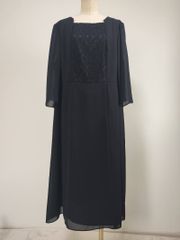 Rifanne Liz 東京ソワール ロング丈 フォーマルワンピース ネイビー