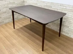 ●IDC大塚家具 ダイニングテーブル シネマ 幅150cm 食卓机 レッドオーク材 無垢材 ダークブラウン 11万 (畑1637)のサムネイル