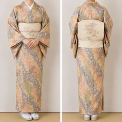 K128 紬きもの しつけ糸付き 身丈167cm 大きめサイズ 三松 kimonossimo