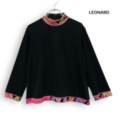 LEONARD レオナール カットソー 長袖 花柄 カンカン素材 LL 美品