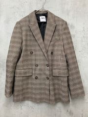 ZARA テーラードジャケット チェック柄 ダブルボタン - メルカリ