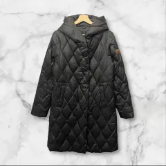 DIESEL ブラック ウエスト絞り フード ロング ダウン ジャケットのサムネイル