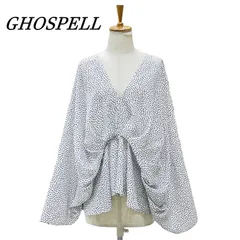 GHOSPELL ゴスペル Vネックブラウス S ドット 水玉 WHT/ホワイトのサムネイル